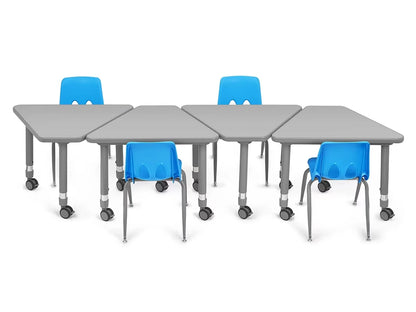 Flex-Space Mobile Wedge Student Desk - Gray - US 7866