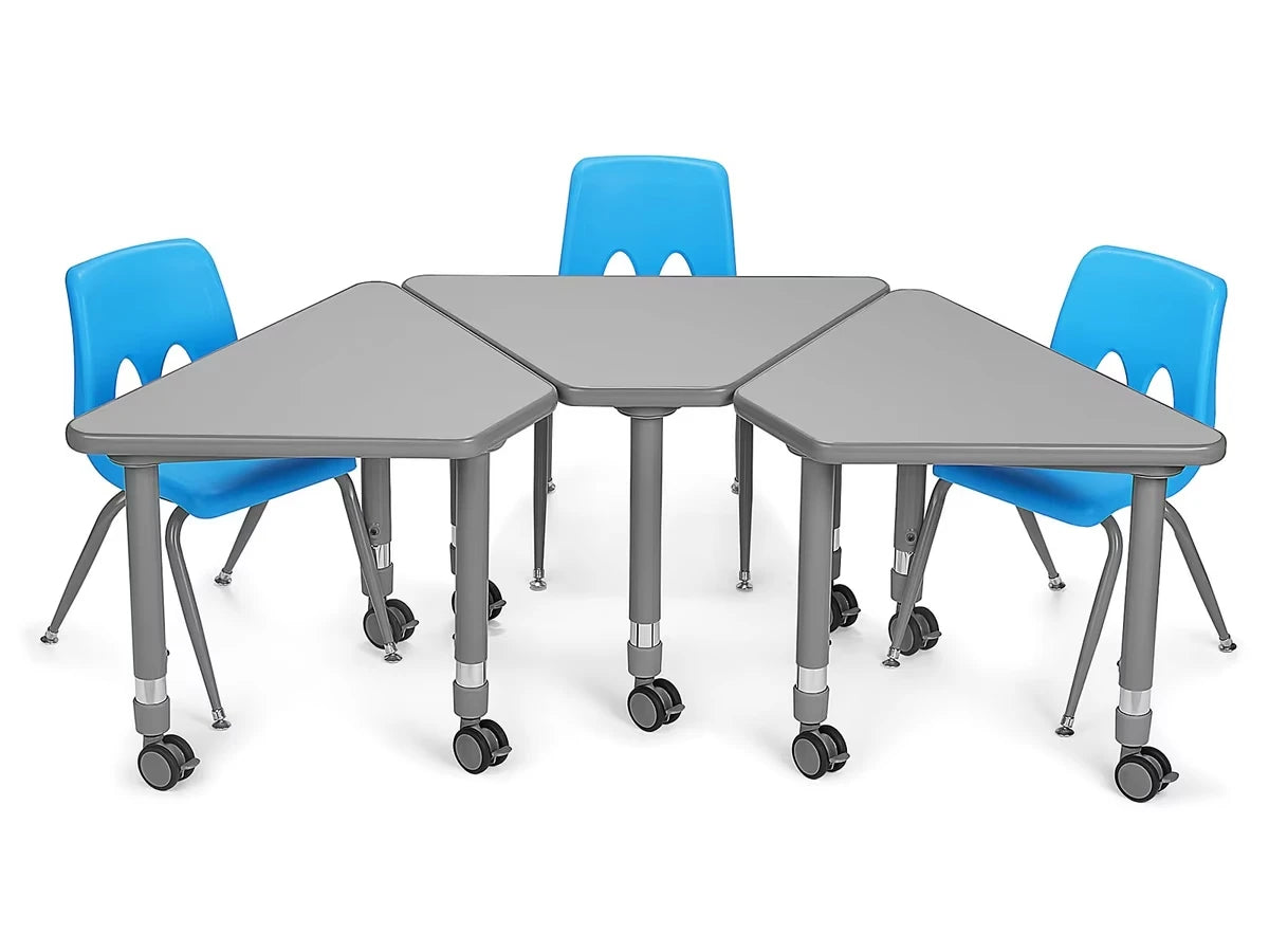 Flex-Space Mobile Wedge Student Desk - Gray - US 7866