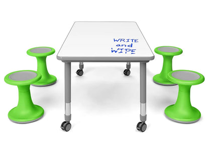 Flex-Space Write & Wipe Table & Wobble Chairs Bundle - US 3737