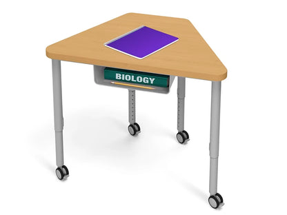 Modern Edge Mobile Trapezoid Student Desk with Book Box - US 1974