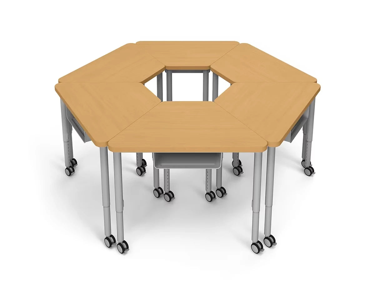 Modern Edge Mobile Trapezoid Student Desk with Book Box - US 1974