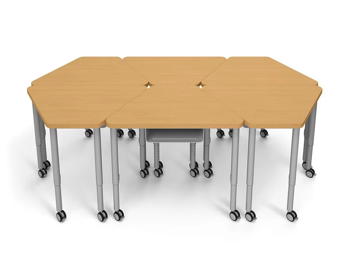 Modern Edge Mobile Trapezoid Student Desk with Book Box - US 1974