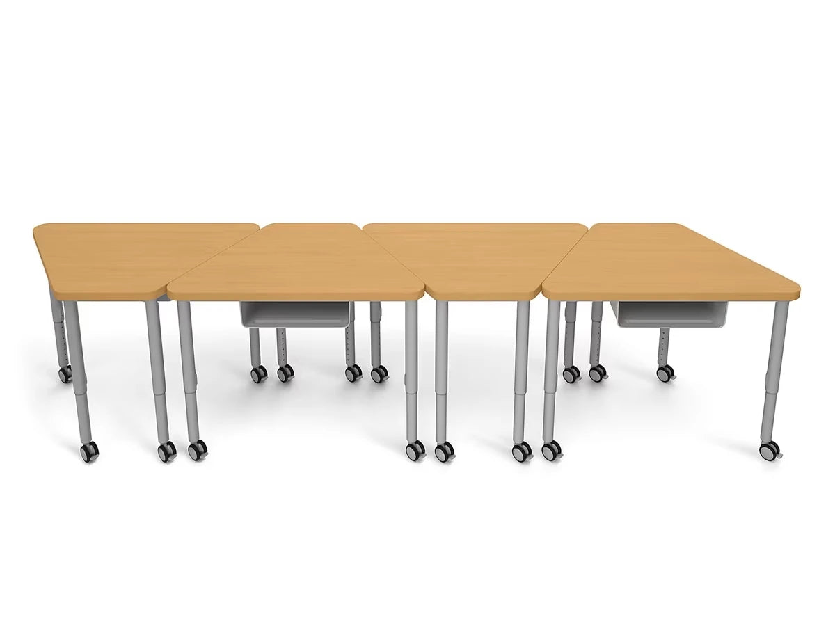 Modern Edge Mobile Trapezoid Student Desk with Book Box - US 1974