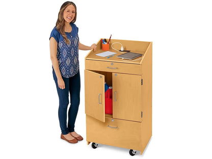 Classic Birch Mobile Locking Teacher Cabinet with Power - US 1298