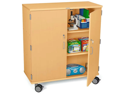 Flex-Space Mobile 3-Shelf Locking Storage Cabinet - Maple - US 1181