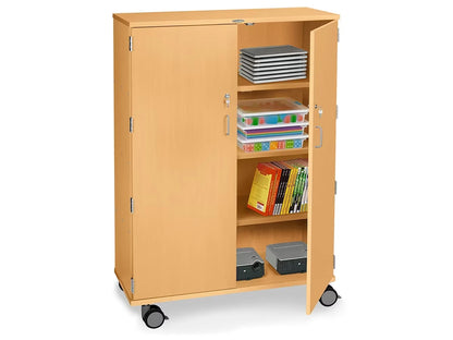 Flex-Space Mobile 4-Shelf Locking Storage Cabinet - Maple - US 6334