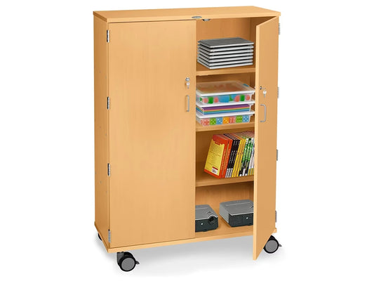 Flex-Space Mobile 4-Shelf Locking Storage Cabinet - Maple - US 6334