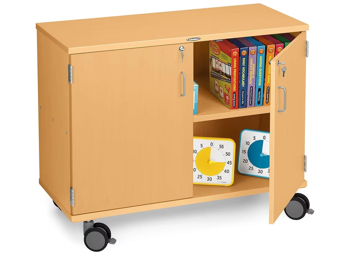 Flex-Space Mobile 2-Shelf Locking Storage Cabinet - Maple - US 3807